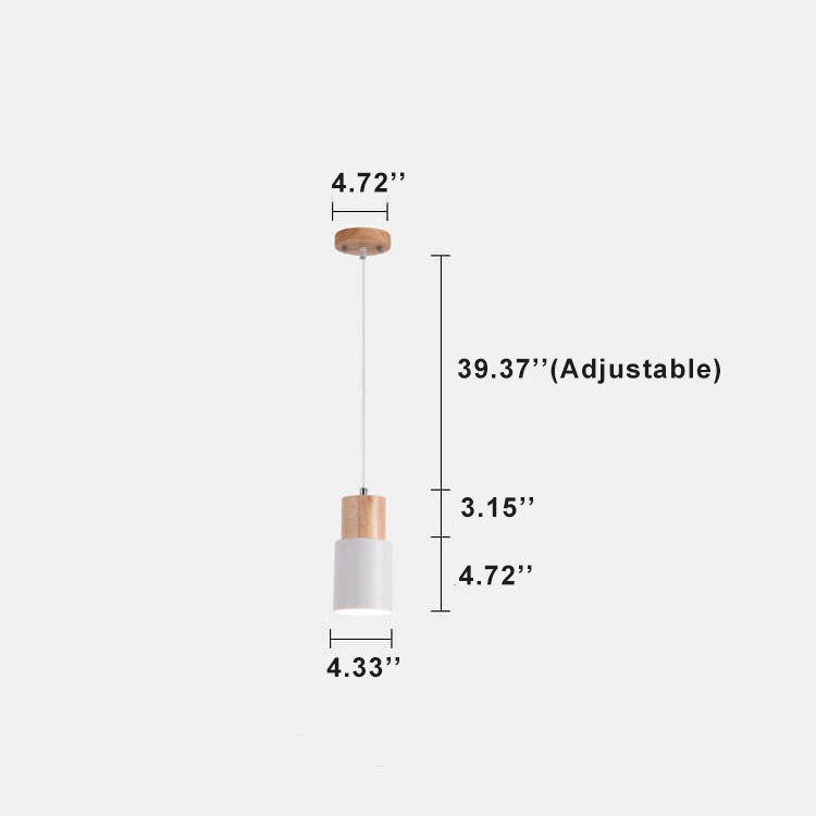 Lampada a sospensione LED singola in alluminio cilindrico nordico