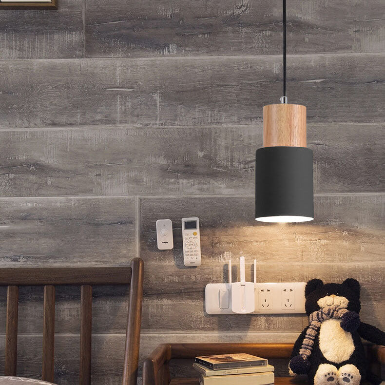 Lampada a sospensione LED singola in alluminio cilindrico nordico