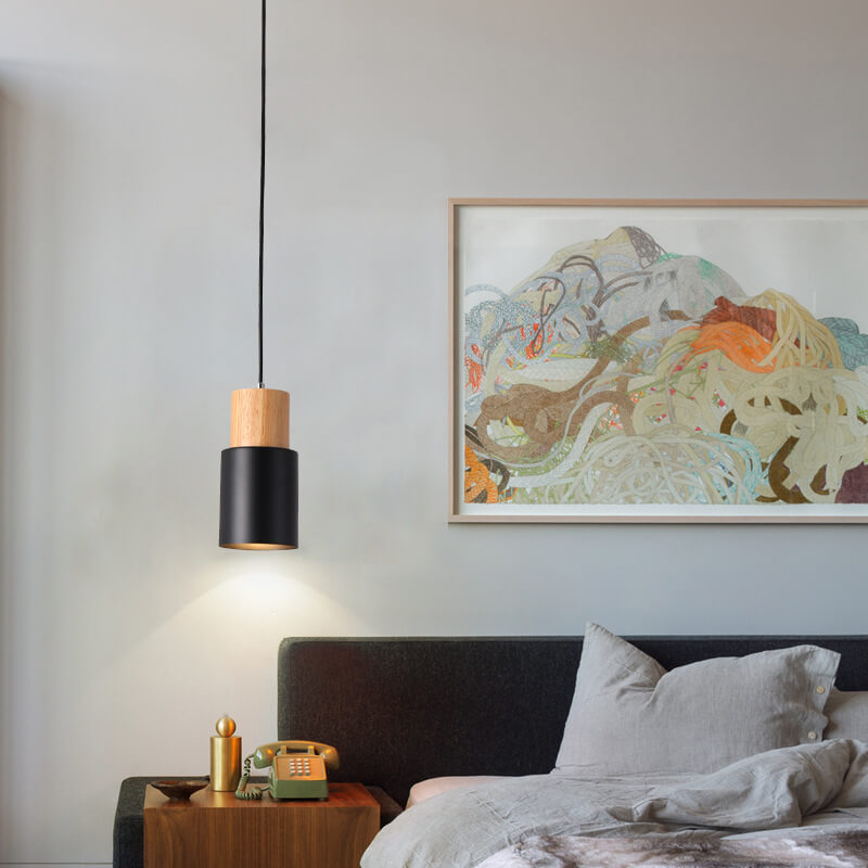 Lampada a sospensione LED singola in alluminio cilindrico nordico