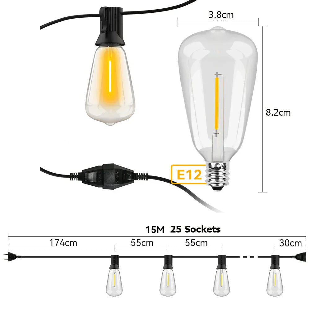 Illuminazione Natalizia a LED Resistente alle Intemperie per Esterni – Filo di Luci Decorativo