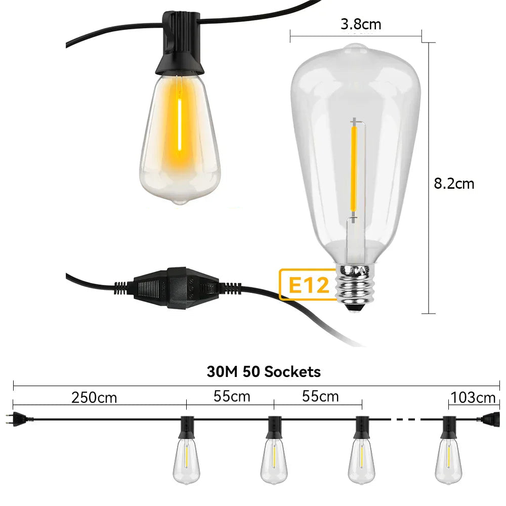 Illuminazione Natalizia a LED Resistente alle Intemperie per Esterni – Filo di Luci Decorativo