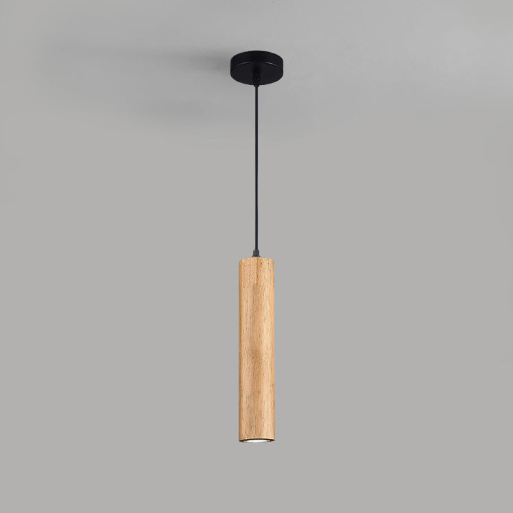 Lampada a sospensione LED cilindrica in legno di quercia minimalista moderna per soggiorno e camera da letto