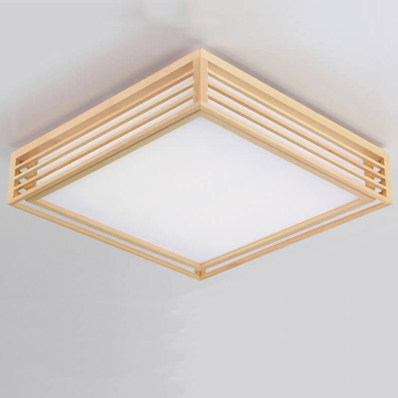 Lampada da soffitto LED quadrata in legno massello nordico stile giapponese
