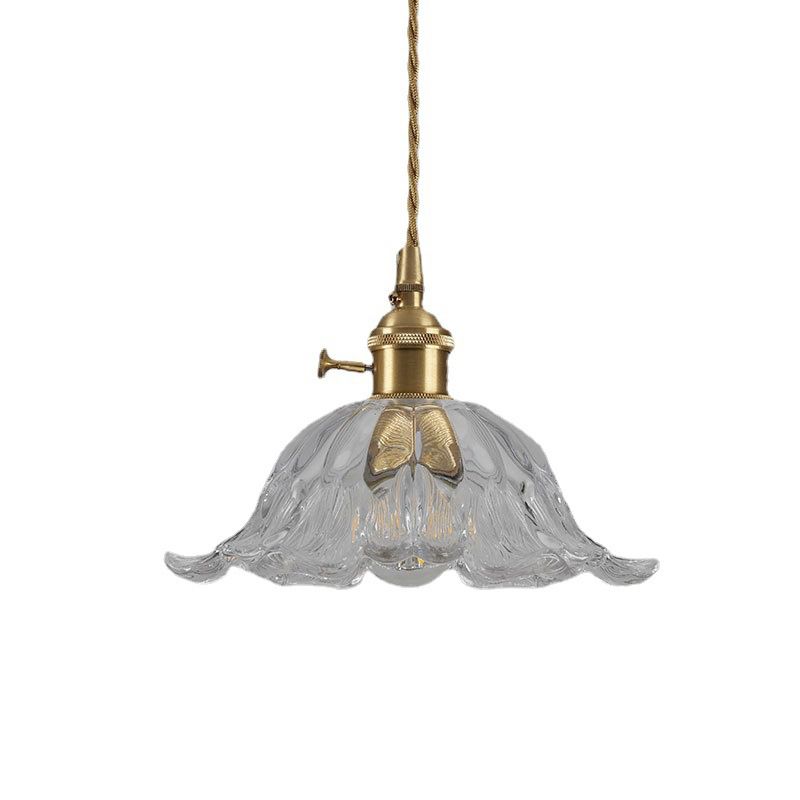 Lampada a Sospensione in Vetro e Ottone Ambra Nordico