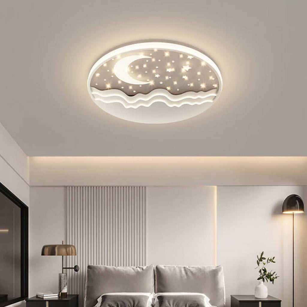 Luce da soffitto a LED rotonda in alluminio a soffitto Flush Mount Nordic Creative Star Moon