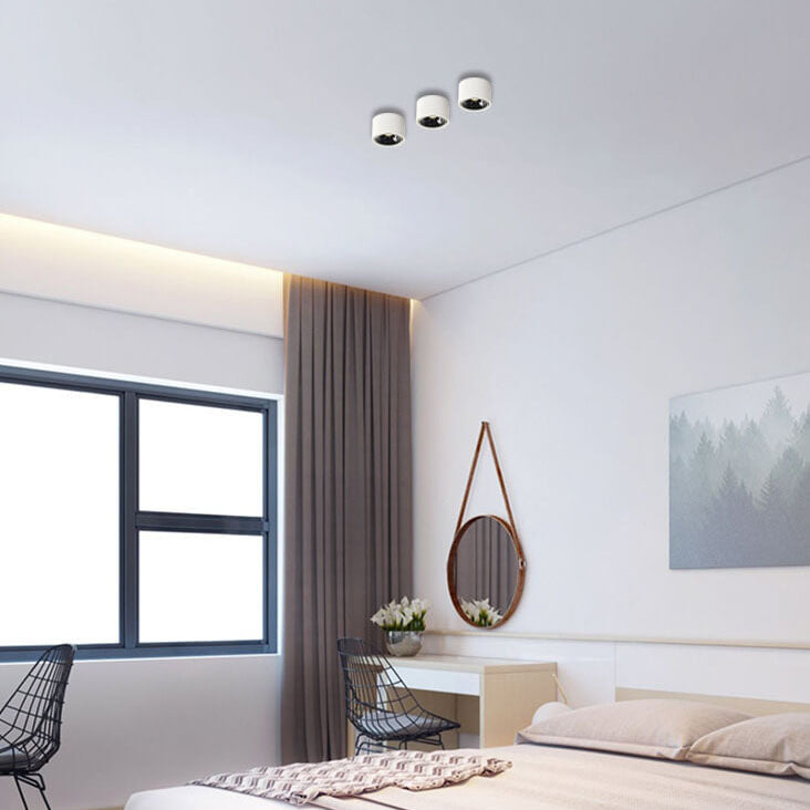 Faretto rotondo in alluminio minimalista moderno, regolabile, a LED, montato a soffitto per soggiorno