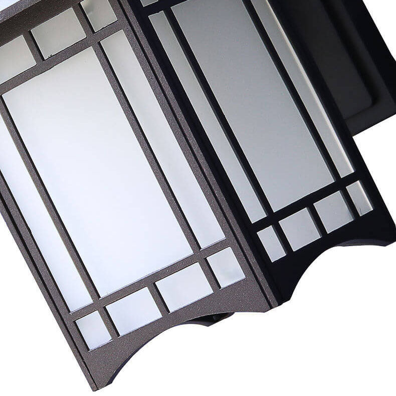 Lampada da parete a 1 luce a forma di padiglione cinese in alluminio solare impermeabile moderna