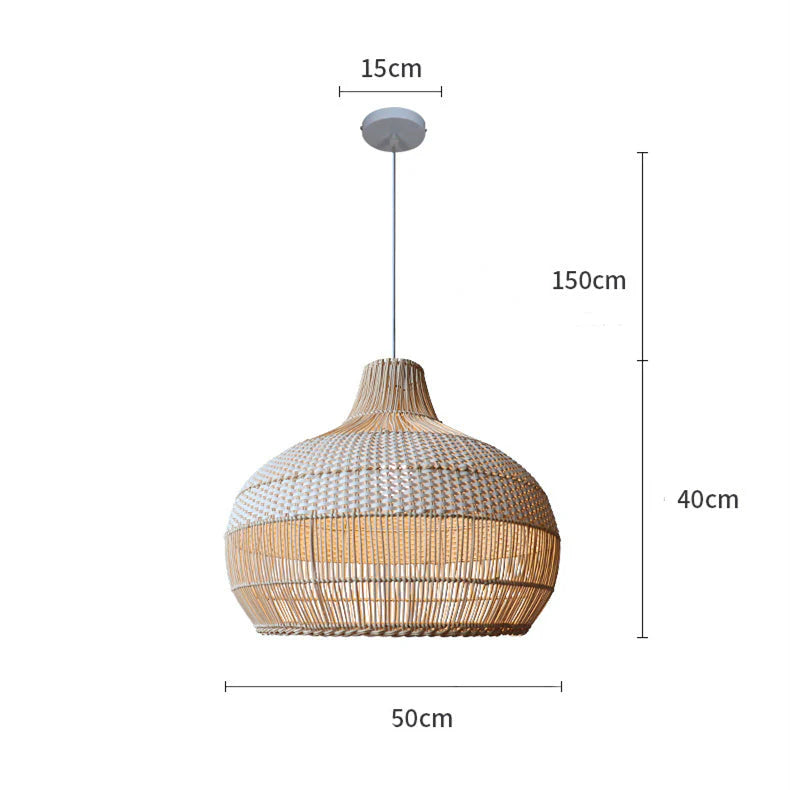 Lampada a Sospensione Classica Rotonda in Rattan