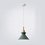 Lampadario Pendente Moderno in Legno di Quercia Nordico con Campana in Ferro per Soggiorno