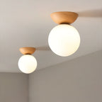 Lampada da soffitto a sfera di vetro | Design legno