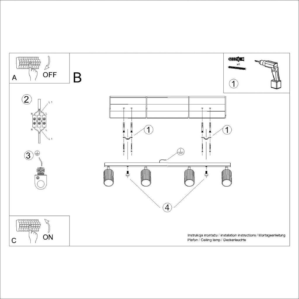 Lampada da soffitto KARBON 4L beige