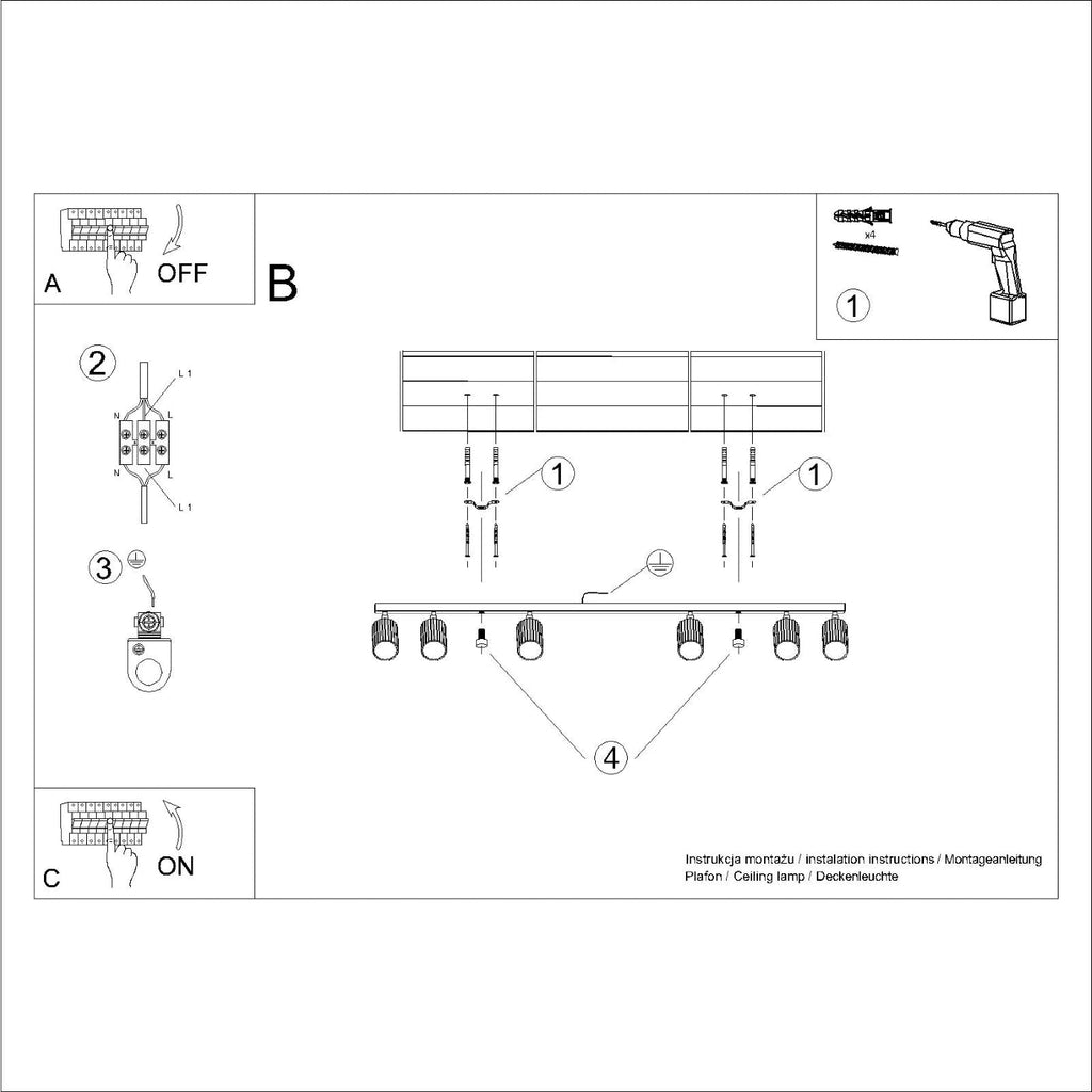 Lampada a soffitto KARBON 6L beige