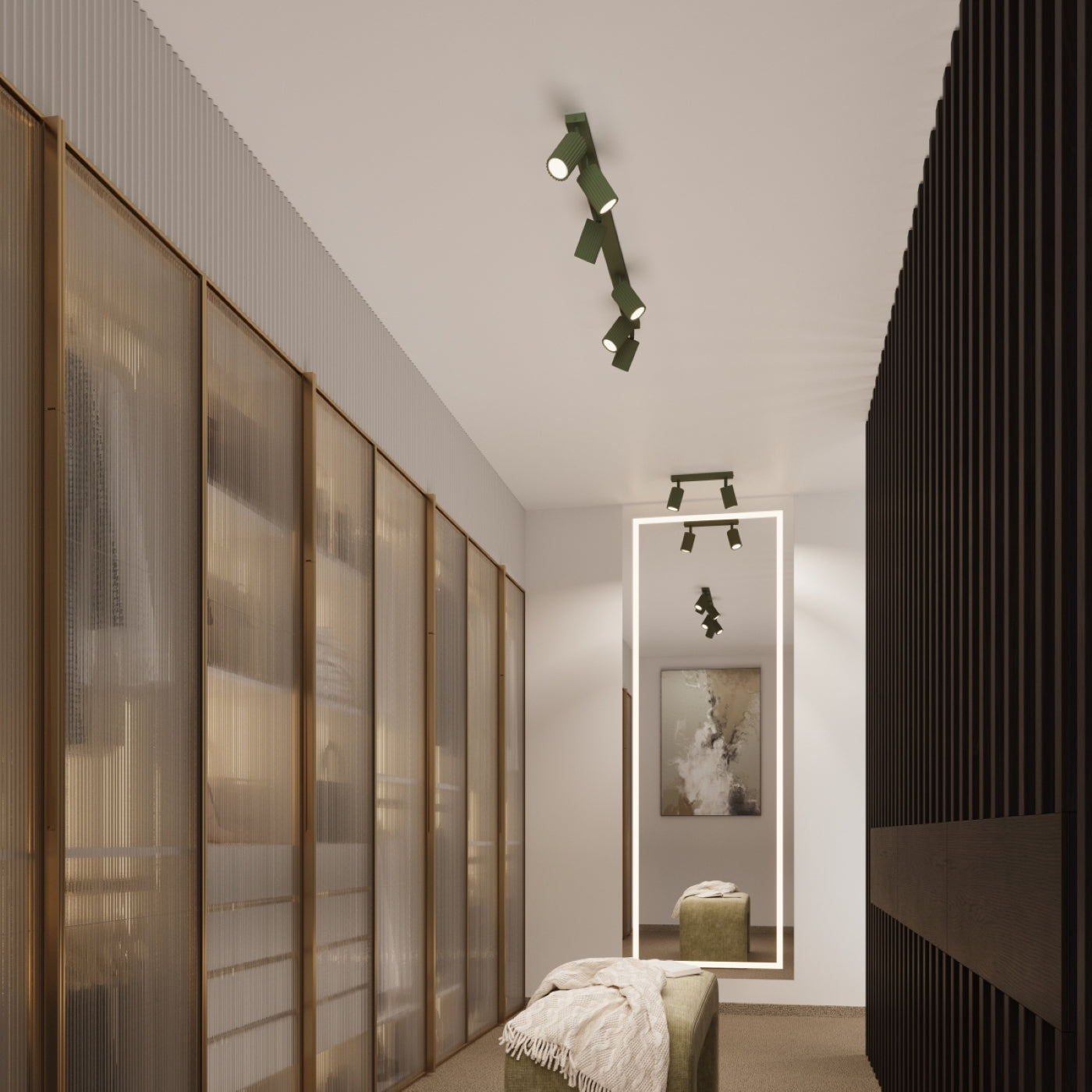 Lampada a soffitto KARBON 10 verde oliva