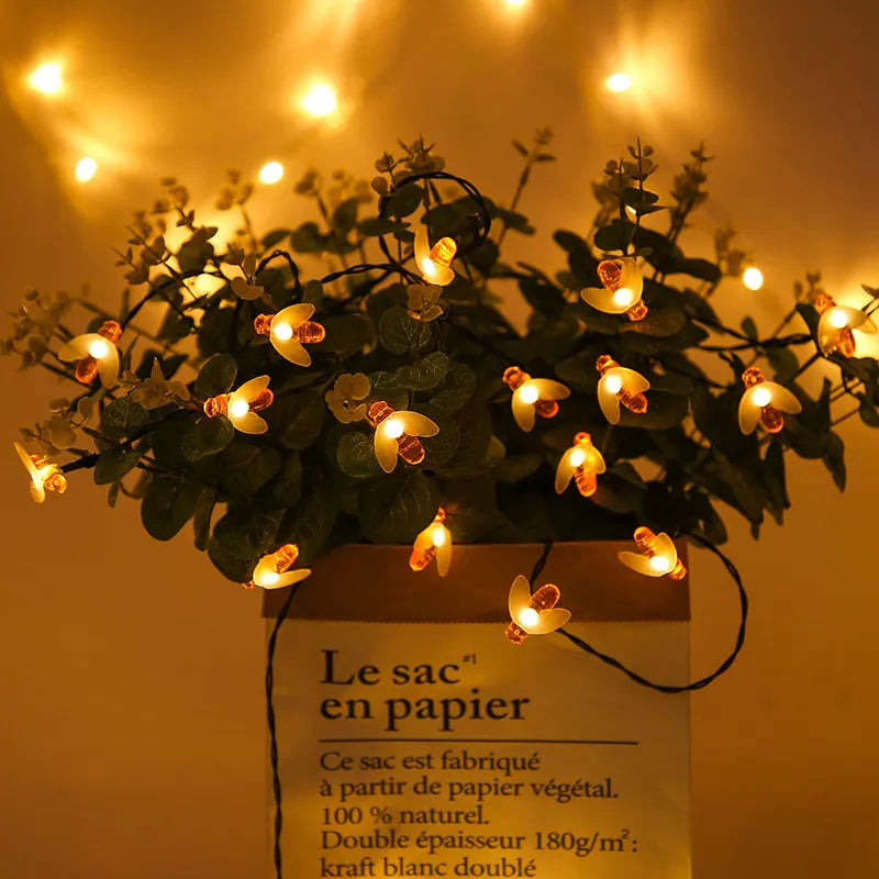 Catena di Luci LED Solari con Api – Illuminazione da Giardino a Energia Solare per Esterni