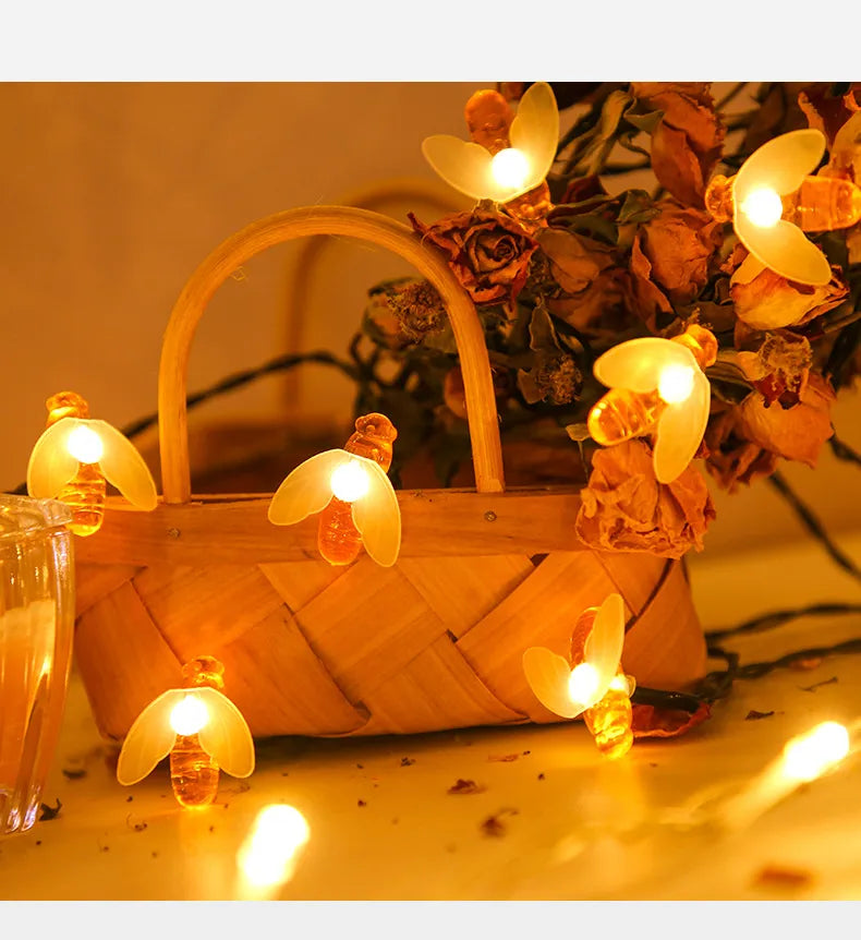 Catena di Luci LED Solari con Api – Illuminazione da Giardino a Energia Solare per Esterni