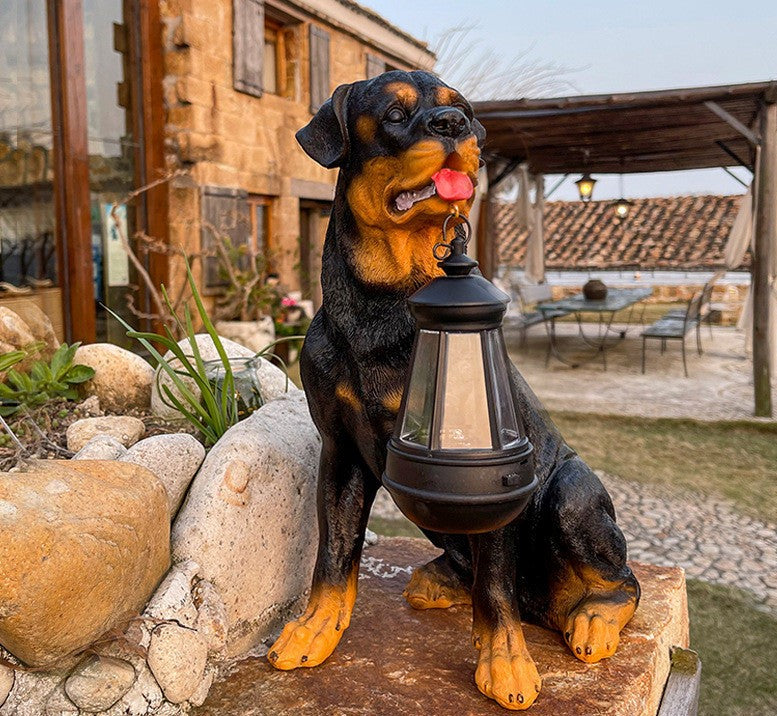 Statua di cane con illuminazione solare a LED - lumipup