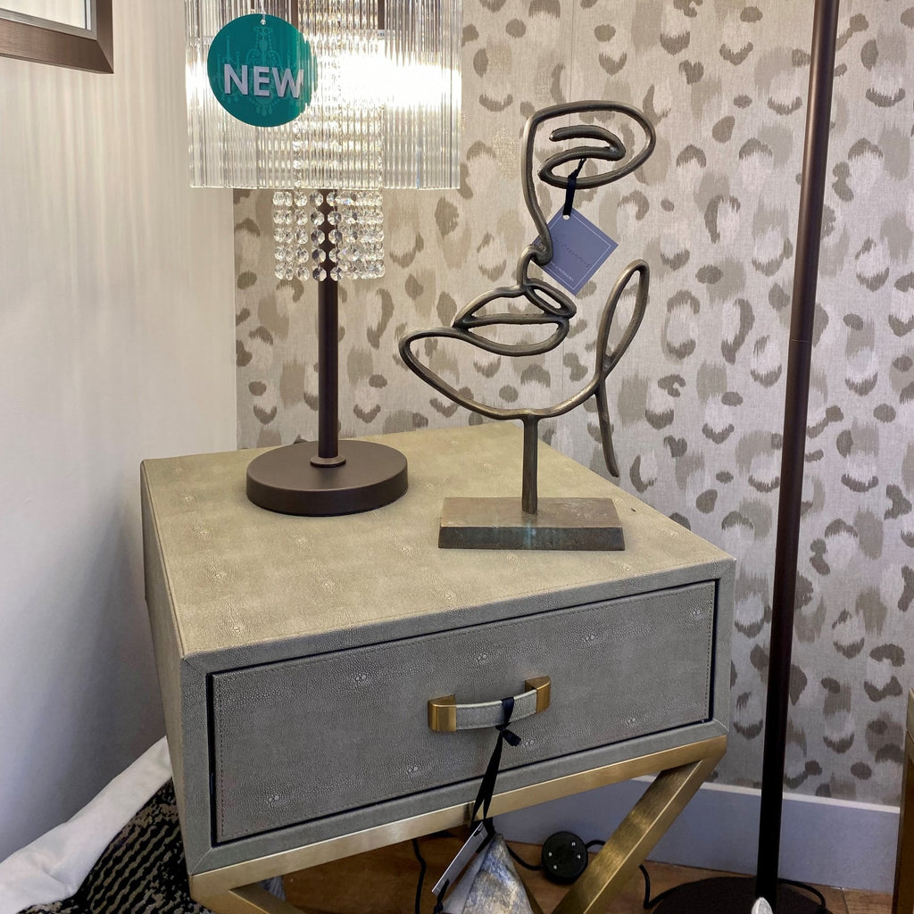 Tavolino Lampada in Faux Shagreen Sage
