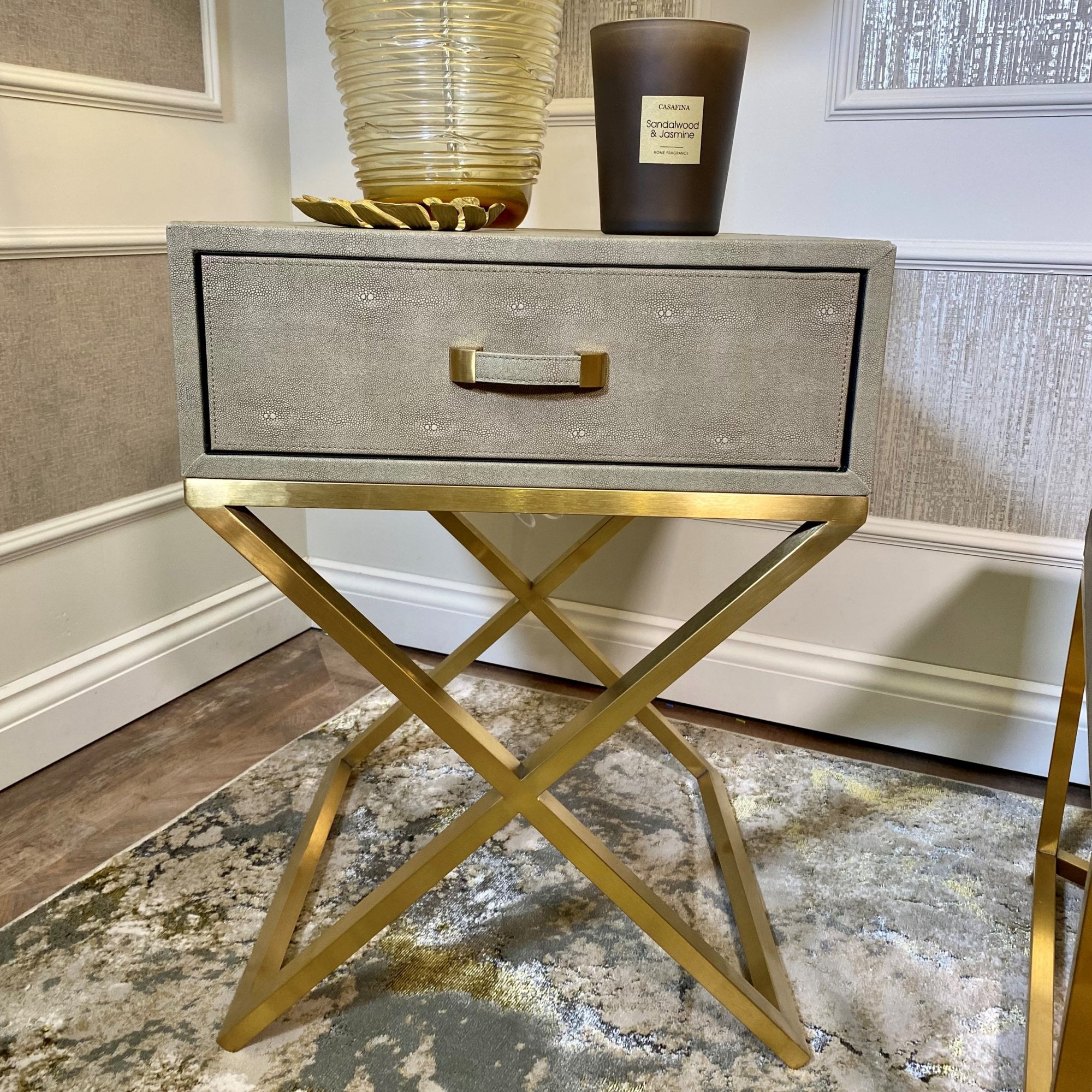 Tavolino Lampada in Faux Shagreen Sage