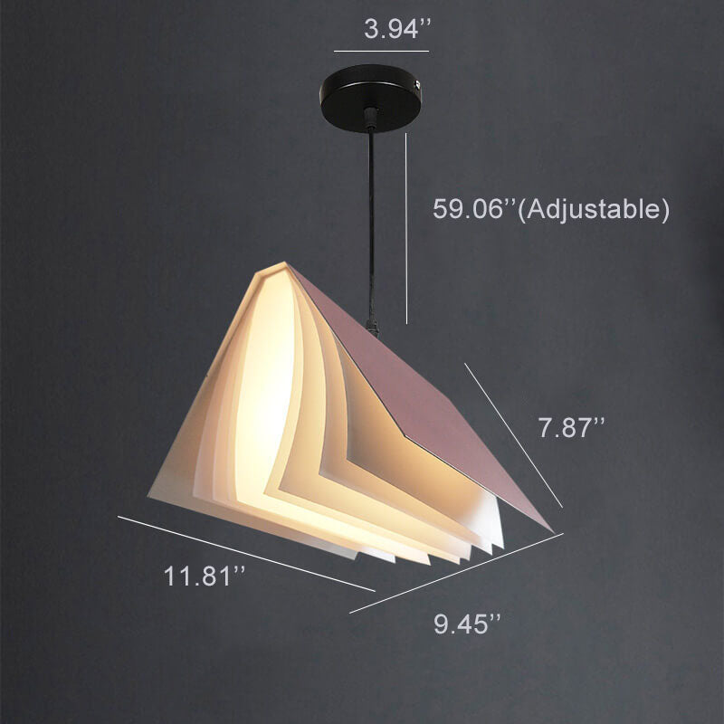 Lampada a sospensione in metallo PVC con paralume a forma di libro Flying Book 1-Light