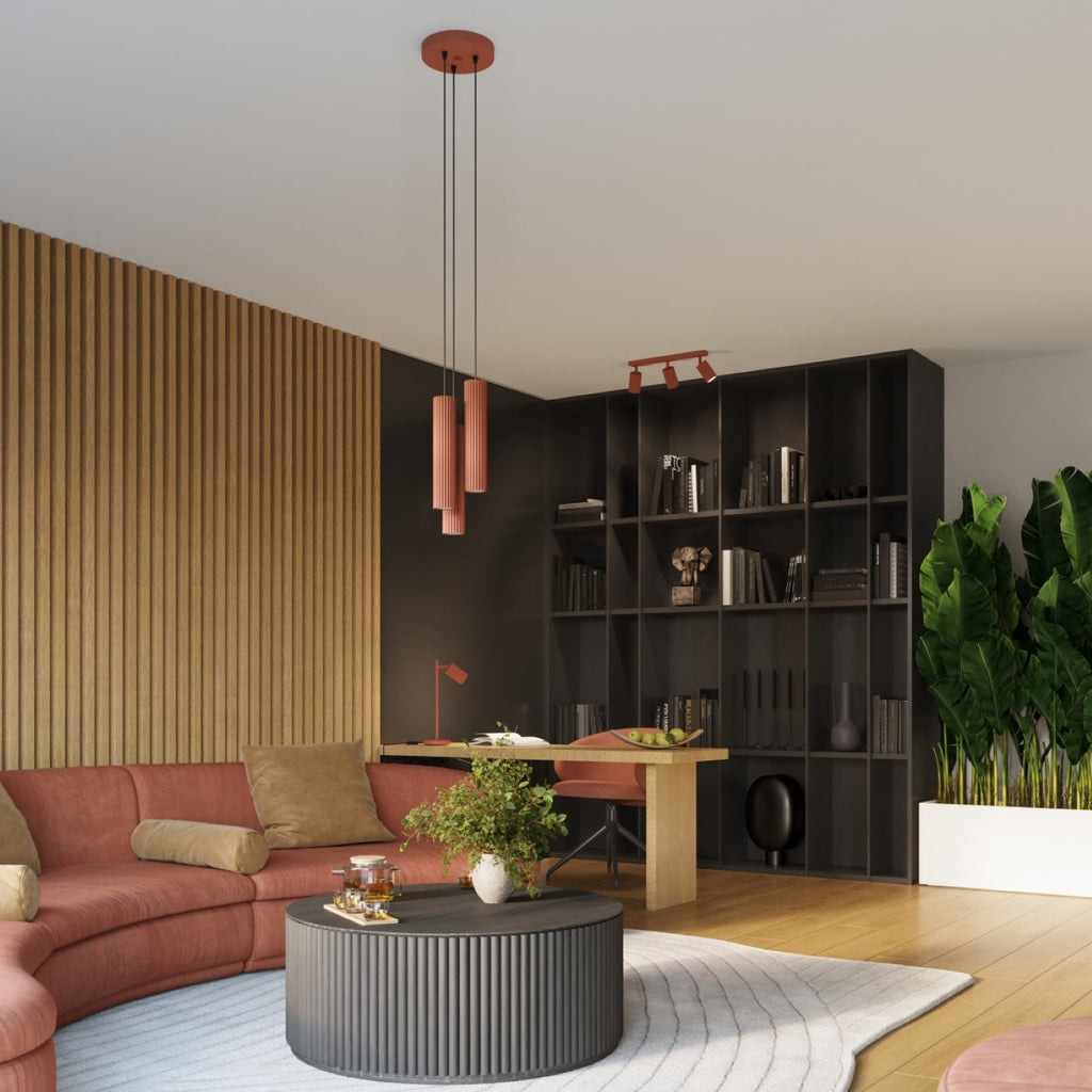 Lampada a soffitto KARBON 3L rosso ocra