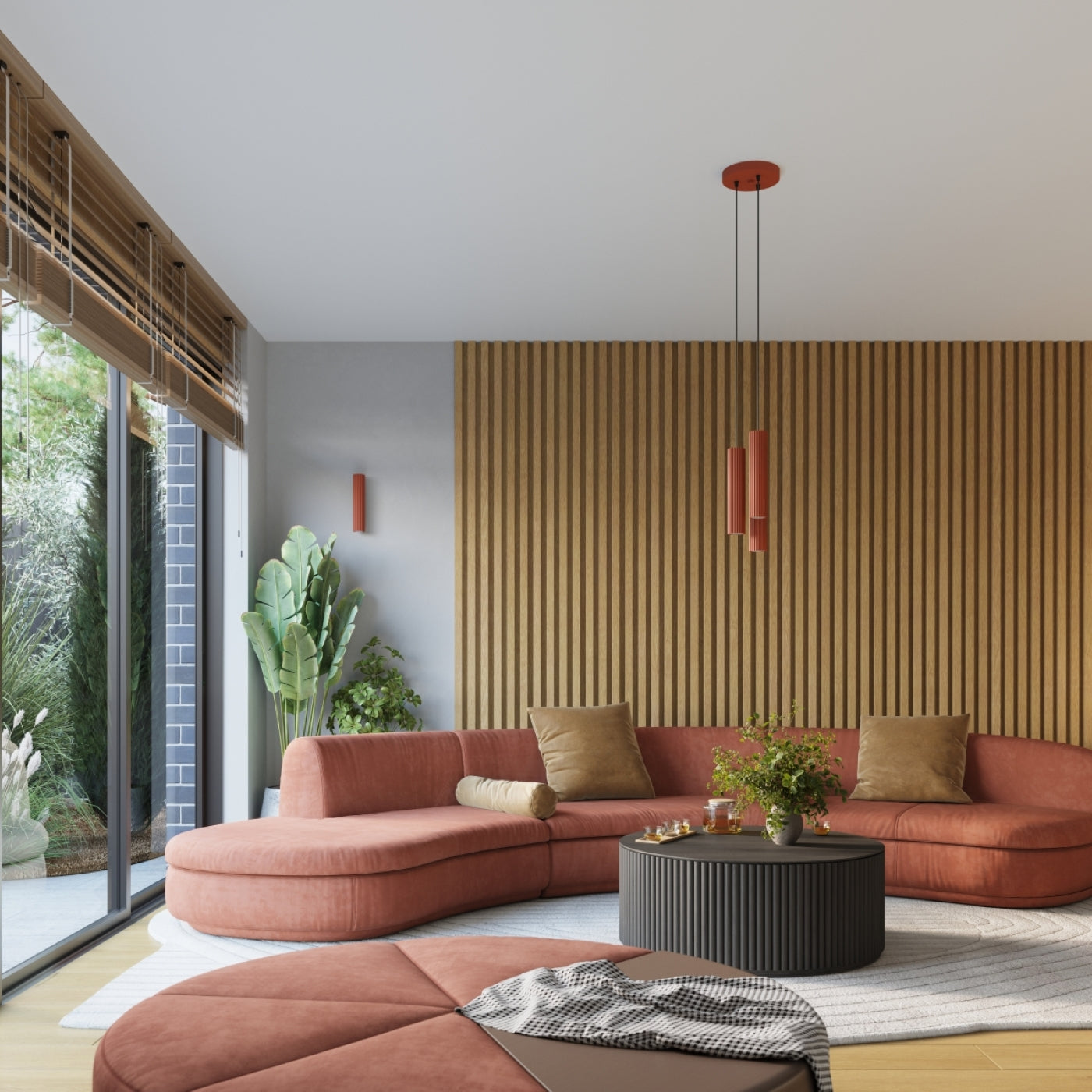 Lampada a soffitto KARBON 3L rosso ocra