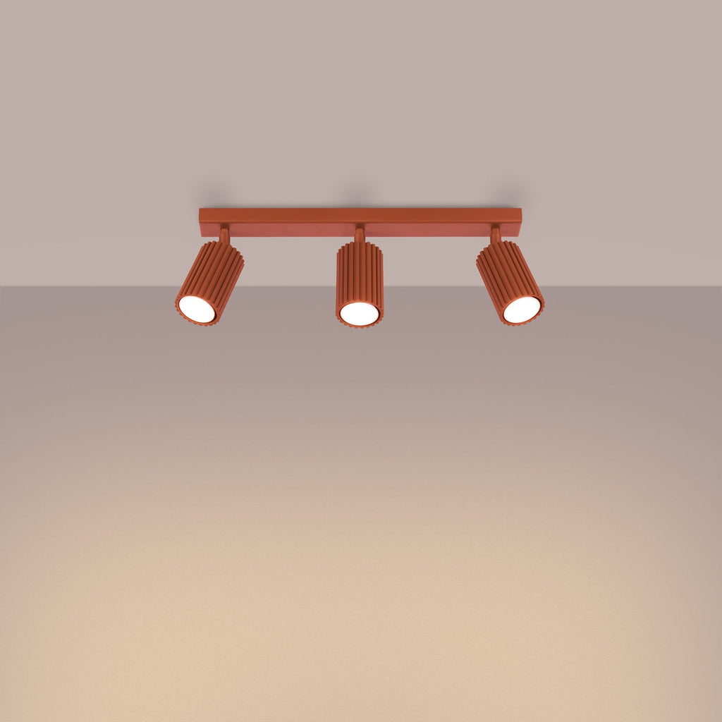 Lampada a soffitto KARBON 3L rosso ocra
