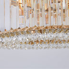 Lampadario Rotondo a Soffitto con 8 Luci in Oro e Cristallo