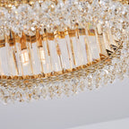 Lampadario Rotondo a Soffitto con 8 Luci in Oro e Cristallo