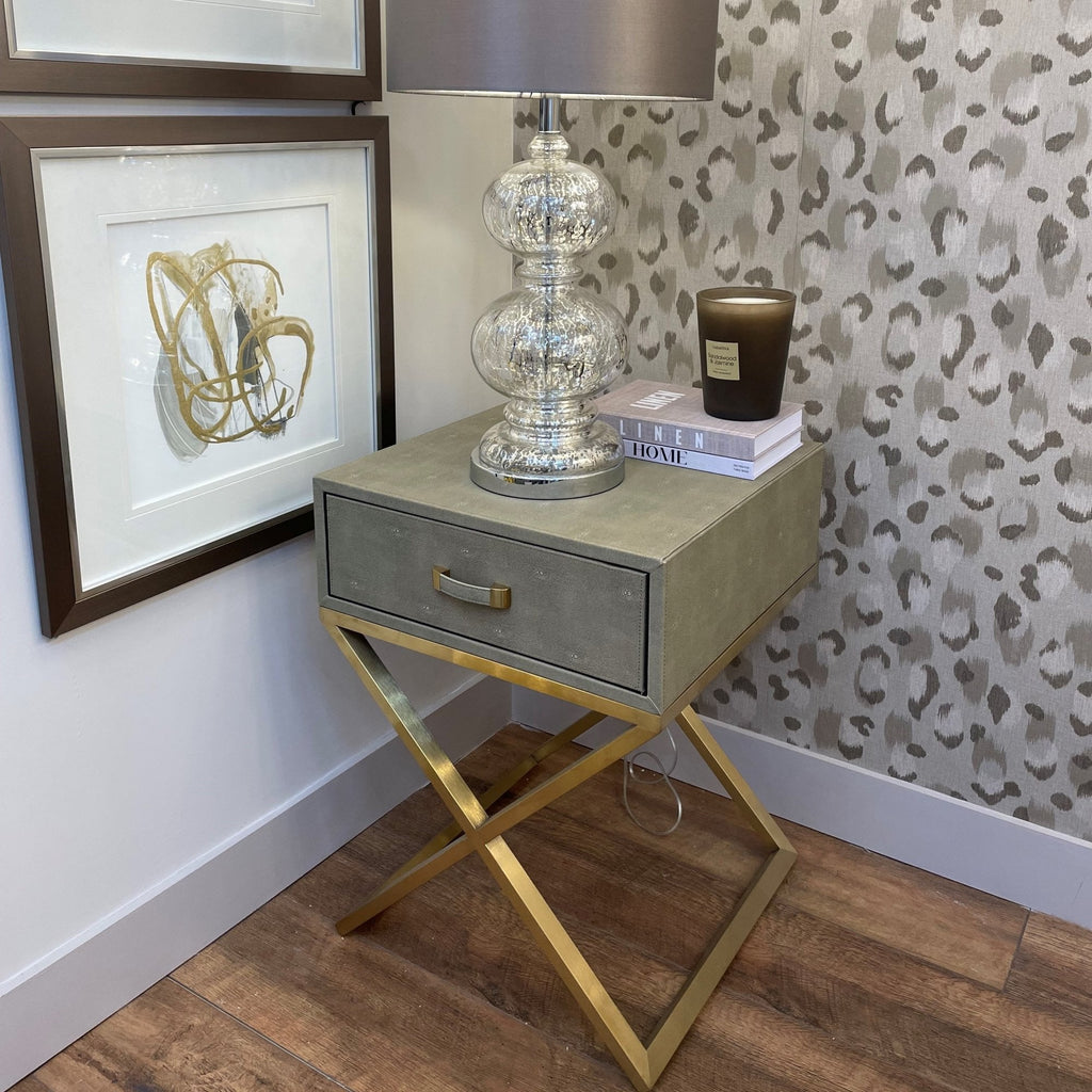 Tavolino Lampada in Faux Shagreen Sage