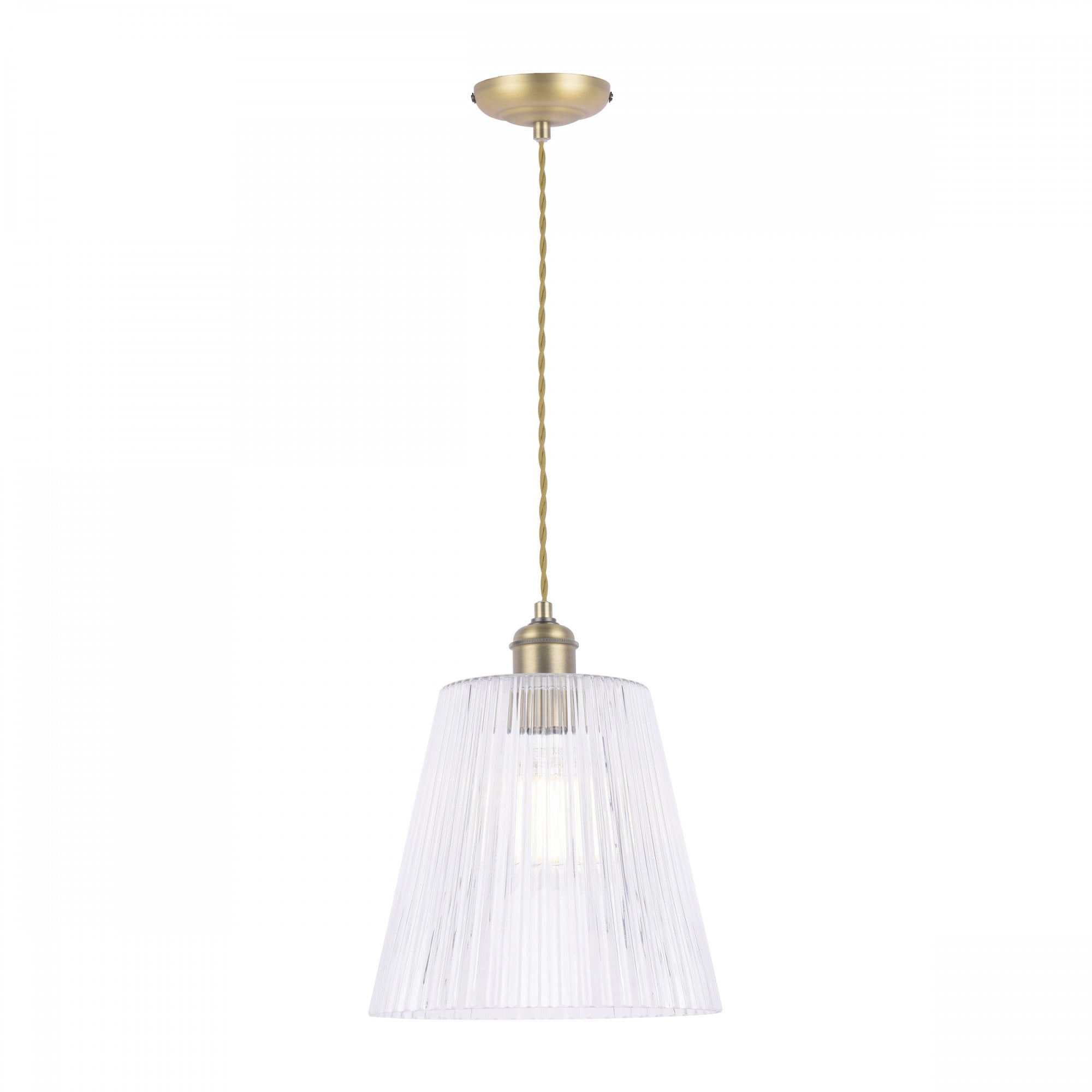 Callaghan Grand Lampada a Sospensione in Ottone Antico e Vetro Rigato