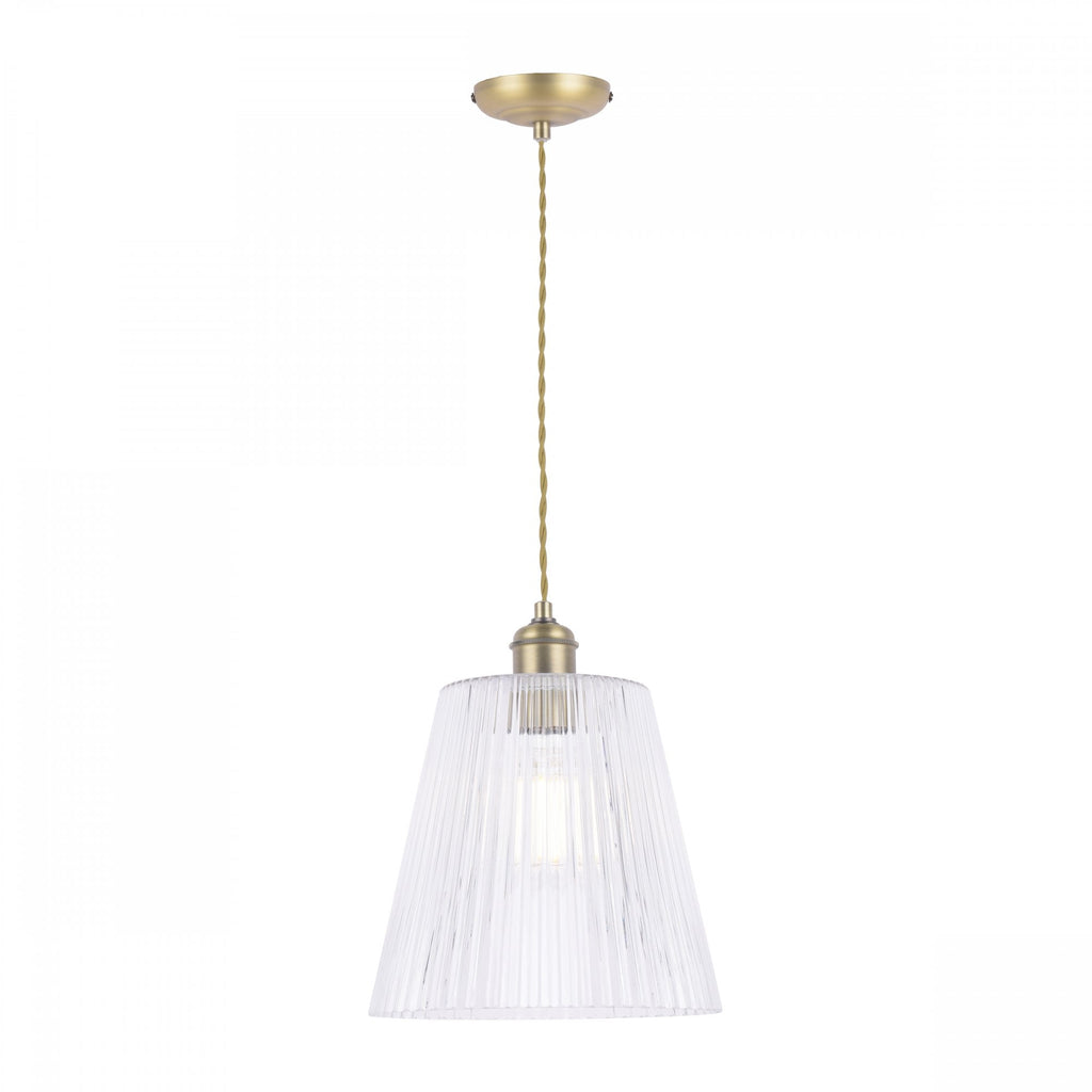 Callaghan Grand Lampada a Sospensione in Ottone Antico e Vetro Rigato