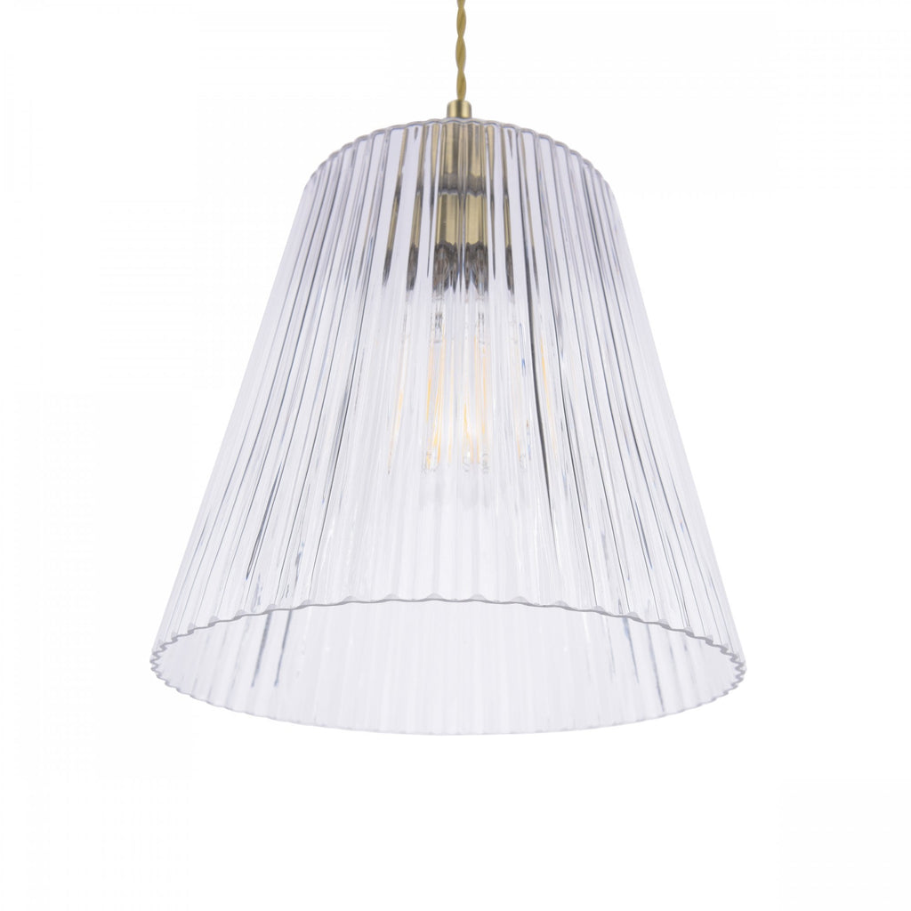 Callaghan Grand Lampada a Sospensione in Ottone Antico e Vetro Rigato