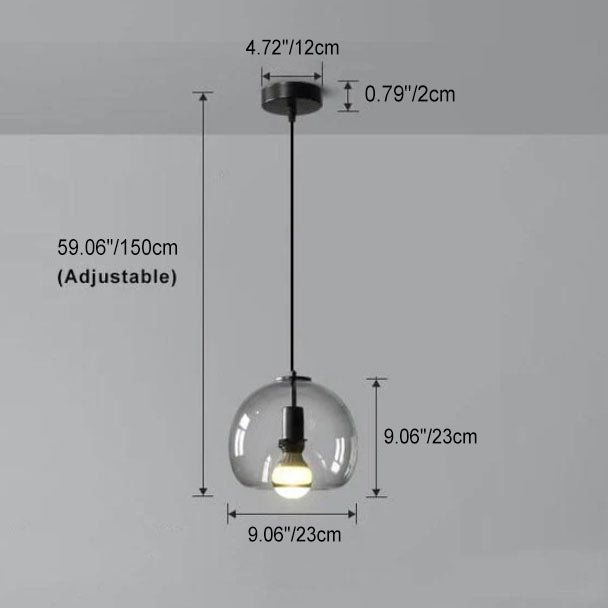 Lampada a Sospensione Minimalista in Vetro Soffiato Grigio Fumo con 1 Luce