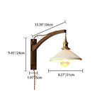 Applique da parete a 1 luce retrattile in vetro bianco a strisce nordiche con noce