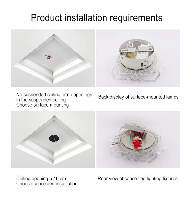 Moderno Lampadario LED a Soffitto a Forma di Fiore in Cristallo