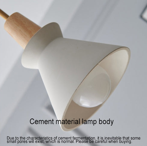 Luce a sospensione moderna minimalista in cemento bianco e legno di ferro con 1 lampadina per sala da pranzo