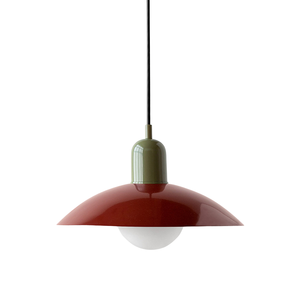Lampada a sospensione con paralume in metallo curvo poco profondo