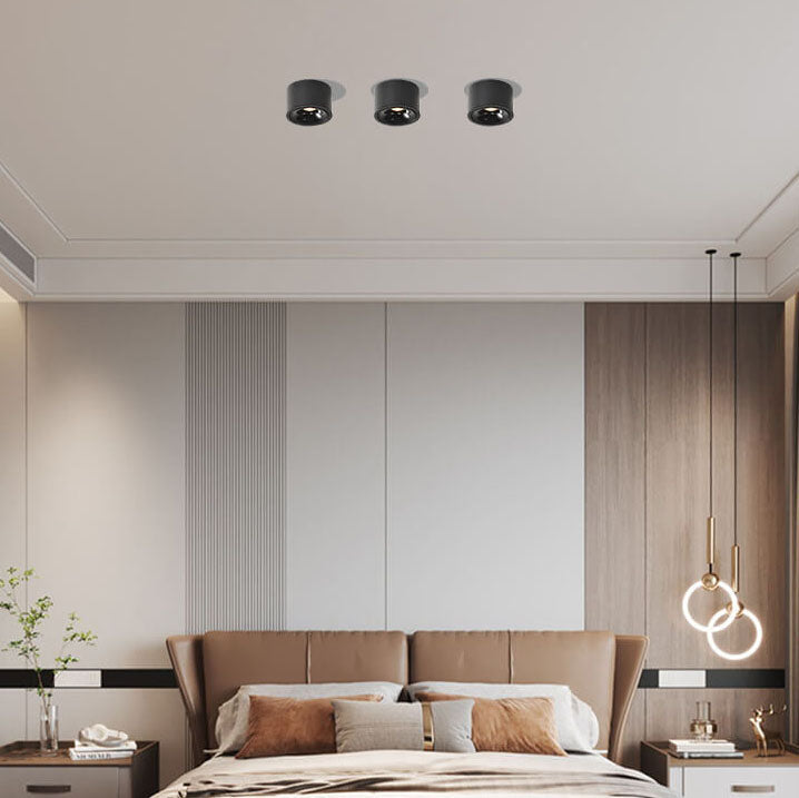 Faretto rotondo in alluminio minimalista moderno, regolabile, a LED, montato a soffitto per soggiorno