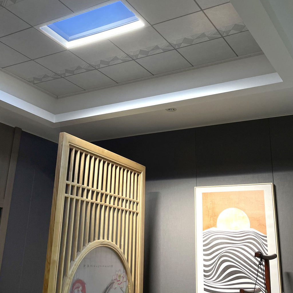 Moderna Lampada a Soffitto LED Metallica Minimalista Blu Cielo per Soggiorno
