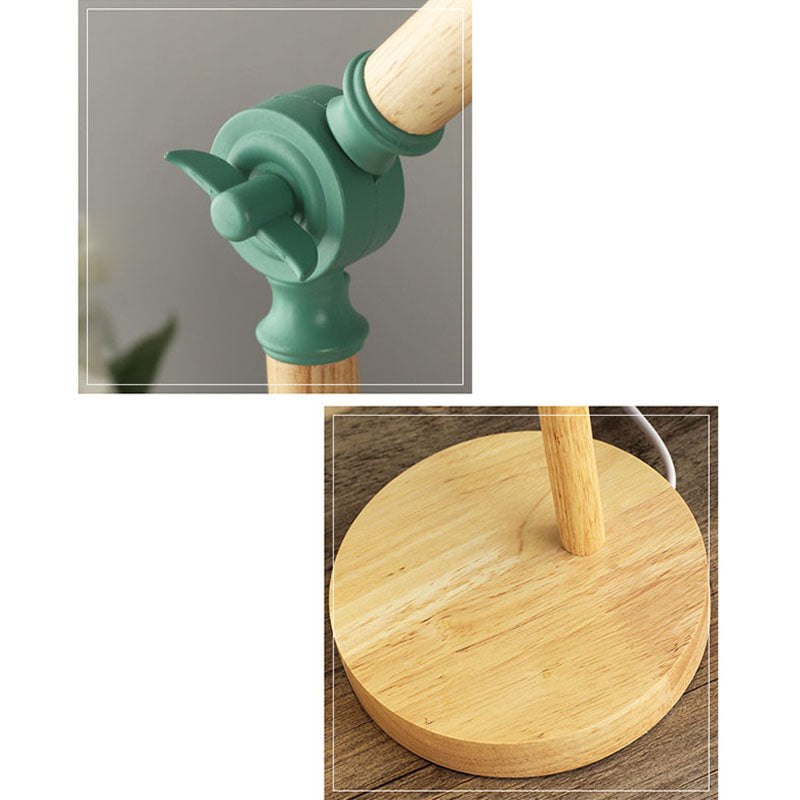 Lampada da Tavolo a 1 Luce con Base in Legno e Ombrello Semicircolare in Ferro Nordic Contemporaneo per Studio