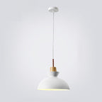 Lampadario Pendente Moderno in Legno di Quercia Nordico con Campana in Ferro per Soggiorno
