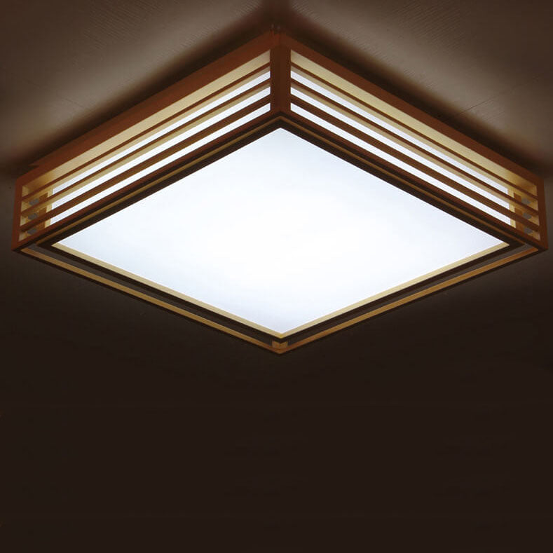 Lampada da soffitto LED quadrata in legno massello nordico stile giapponese