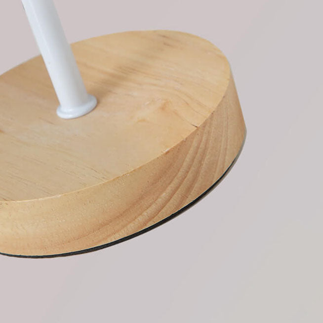 Lampada da Tavolo LED a Cono in Tessuto di Legno Massello Nordico Contemporaneo per Soggiorno e Camera da Letto