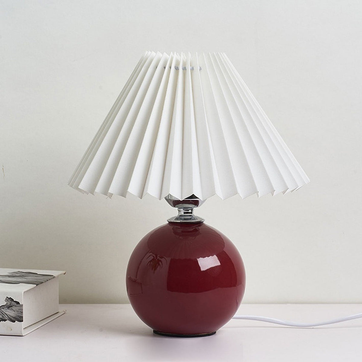 Lampada da Tavolo Ceramica Pieghettata Minimalista Nordica a 1 Luce
