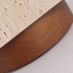 Colonna in Travertino Giallo Wabi-Sabi Giapponese Legno 1-Luce Semi-Flush Mount Lampada da Soffitto