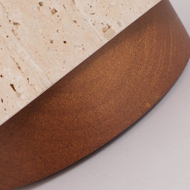 Colonna in Travertino Giallo Wabi-Sabi Giapponese Legno 1-Luce Semi-Flush Mount Lampada da Soffitto
