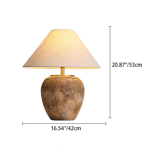 Lampada da Tavolo in Ceramica con Cono in Tessuto Moderno Shabby Chic per Camera da Letto