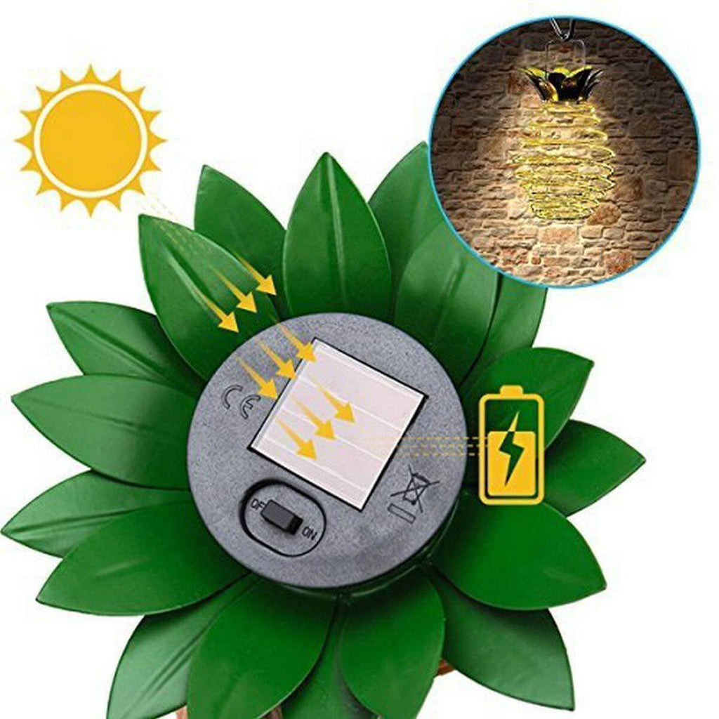 Lanterna in Ferro a Forma di Ananas Solare LED con Filo di Rame per Esterni, Impermeabile, Luci Decorative da Giardino Appese
