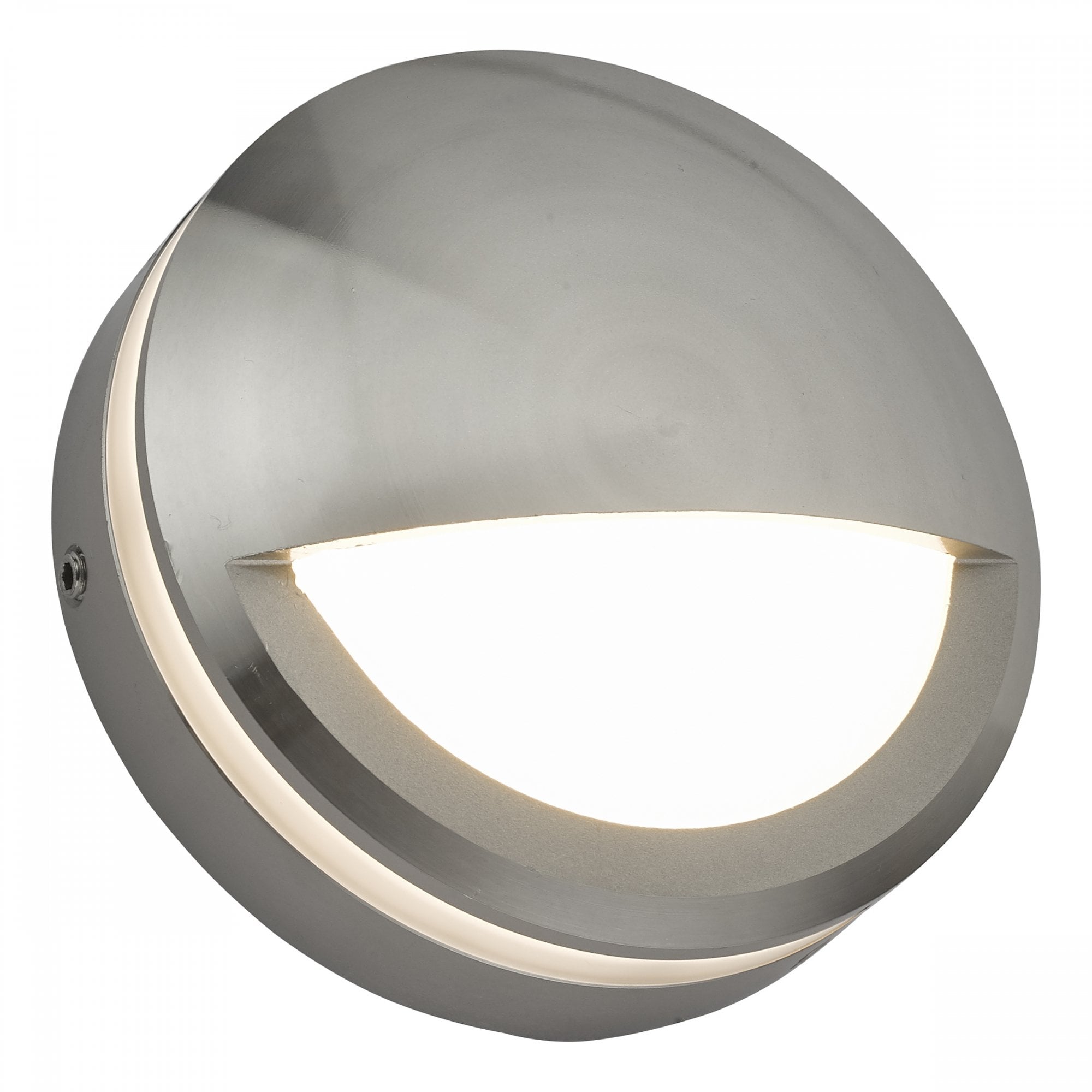 Lampada da Parete Esterno Akos in Alluminio Argento a Forma di Palpebra IP65