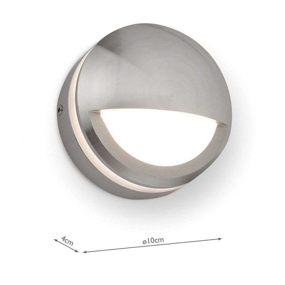 Lampada da Parete Esterno Akos in Alluminio Argento a Forma di Palpebra IP65